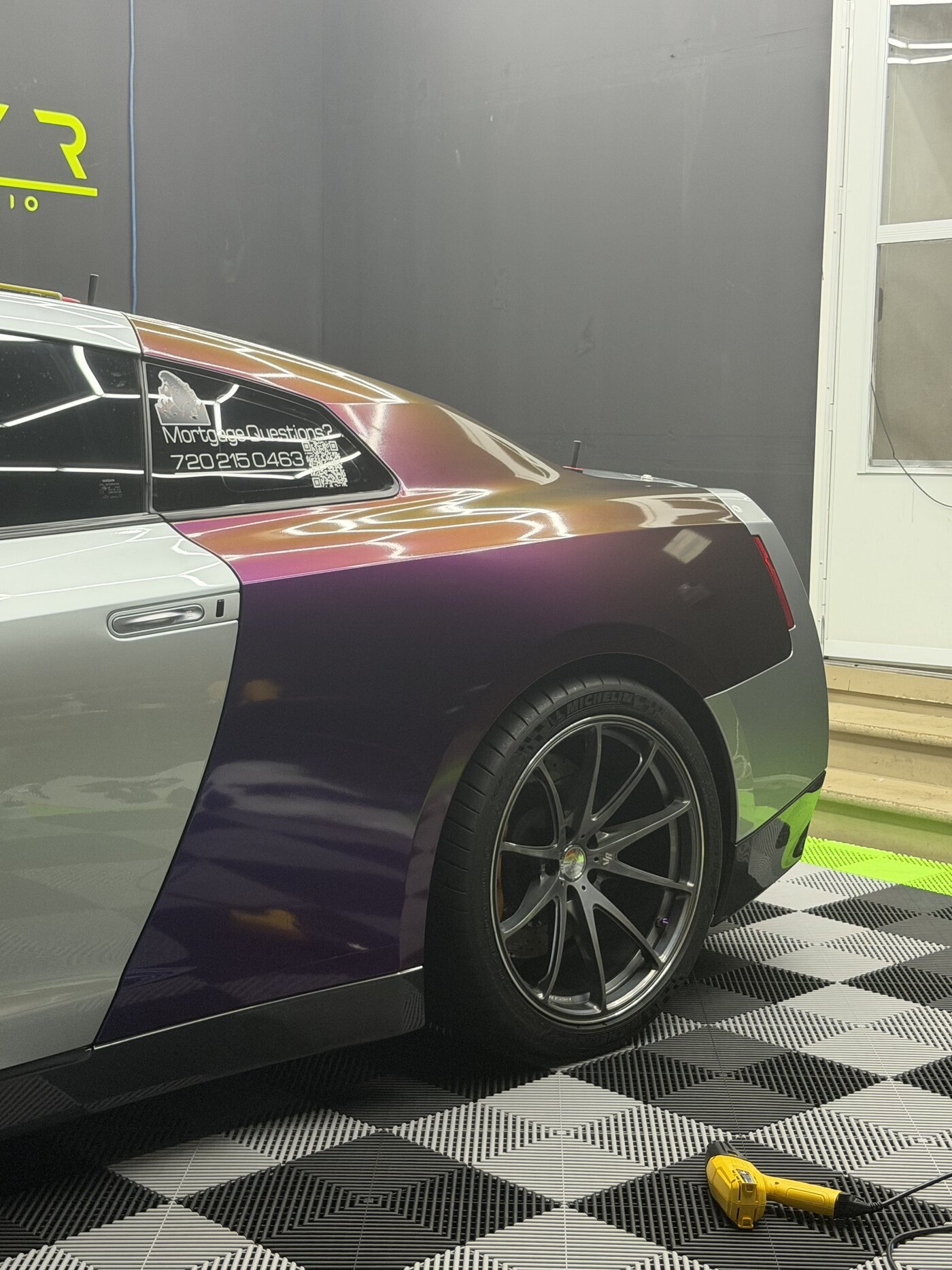 Rear quarter panel wrap progressing on the GT-R